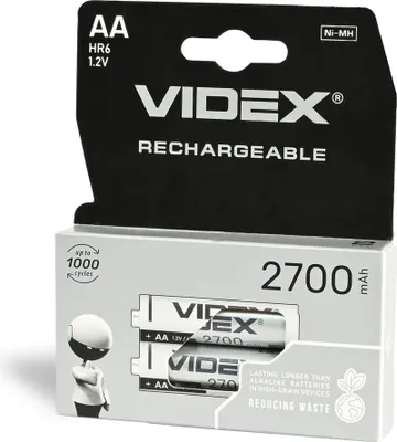 Obrázek produktu pro Nabíjecí baterie Ni-MH VIDEX HR6 2700mAh 2 kusy v blistru
