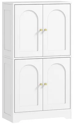 Produktbild von ZMH Küchenbuffet Küchenschrank mit 4 Bogentüren und 2 verstellbaren Einlegeböden 60 x 30 x 110 cm Weiß