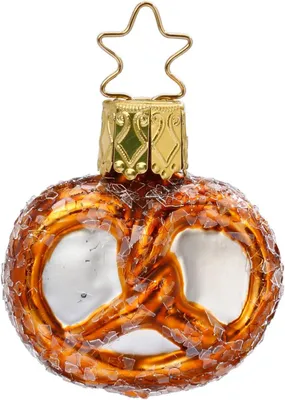 Produktbild von Christbaumschmuck Brezel Glas 4cm braun, 1 Stück