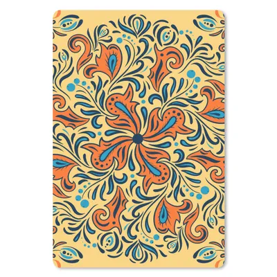 Produktbild von MuchoWow® Mauspad Mousepad Blume - Blätter - Orange - Blau 40x60 cm - Mousepads - Maus Mat - Pad - Mausunterlage - Schreibtisch Accesoire