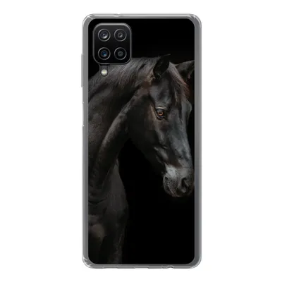 Produktbild von MuchoWow® Handyhülle Schutzhülle Hülle für Samsung Galaxy A12 Pferd - Tier - Schwarz Silikon Softcase Handy Hülle - Bild