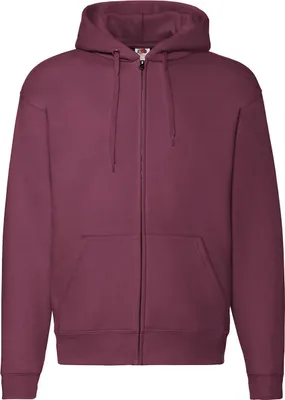 Obrázok produktu pre Fruit of the Loom 62-034-0 | Prémiová tepláková bunda s kapucňou - Farbe: Bunda: burgundská - Veľkosť: BUNDA - VEĽKOSŤ: XL