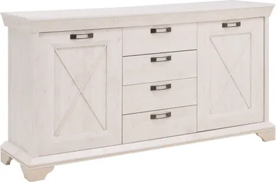 Produktbild von Furniture24 Kommode Kashmir KSMK26 Pinie Weiß Sideboard 4 Schubladen 2 Türen