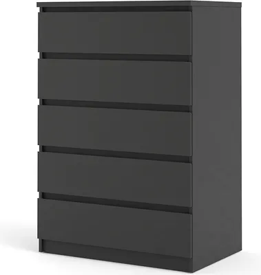Produktbild von Nada Kommode breit mit 5 Schubladen, mat schwarz.
