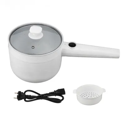 Produktbild von Elektrischer Kochtopf 1,8L, Mini Multifunktion, Antihaftbeschichtung, 2-Gang-Verstellbar, 600W mit Dampfkorb, für Ramen, Steak, Ei, Suppe, EU-Stecker
