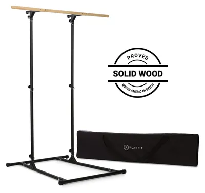 Image de Klarfit T-Trix, station de traction multifonctionnelle – Concept MultiGym, barre de traction multifonctionnelle, réglable en hauteur, jusqu'à 100 kg, en bois massif, acier, couleur noire