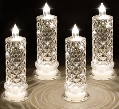 Obrázek produktu pro (18,4 * 6,4 cm, Rosenhalo) 4 LED svíčky bez plamene, blikající LED čajové svíčky, vnitřní a venkovní svíčky na ples, párty, svatbu, domů, na stůl, do ložnice, na terasu, jako dekorace