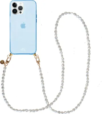 Produktbild von Pearlfection Cord Hülle Blue - Long Cord  - Kompatibel mit iPhone 14 Pro