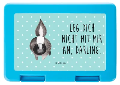 Produktbild von Mr. & Mrs. Panda Bento Box Stinktier Angriff - Türkis Pastell - Geschenk, Lunchbox, Snackbox, Skunk, Drohung, wütend, Frühstücksbox, Brotzeitbox, Raubtier, Bentobox