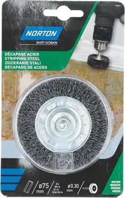 Image de Brosse abrasive pour perceuse, acier ondulé, 75 mm, Norton - Norton