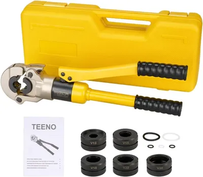 Produktbild von TEENO Presszange V-Kontur,Rohrpresszange Crimpzangen, Verwendet für Kupferrohre, Edelstahlrohre und Rohrverschraubungen (Crimpen V12-28)