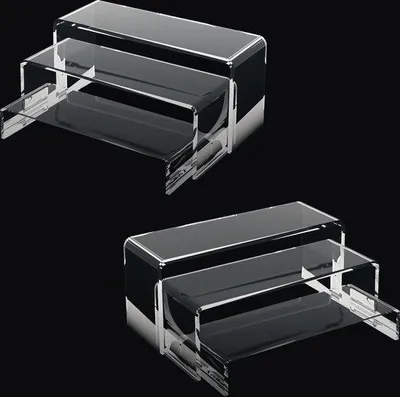 Produktbild von Transparentes Acryl-Exponat-Set mit 6 Ständern, 22 x 7,5 x 10 cm, Schwebtafeln für Dekoration und Ausstellungsgegenstände.