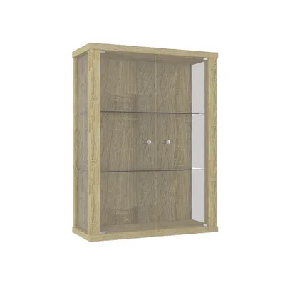 Obrázok produktu pre VR-Wohnideen sklenená skrinka vo farbe dub Sonoma (80x60x25 cm) s 2 výškovo nastavitelnými policami z tvrdeného bezpecnostného skla; ideálna pre zberatelov;