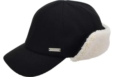 Seeberger Baseball-Cap in Strickoptik mit Ohrenschutz in schwarz