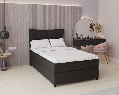 Produktbild von Boxspringbett, 120cm x 200cm, Grau, mit Bettkasten, Matratze und Topper, Einzelbett, NEVADA, Panda Möbel
