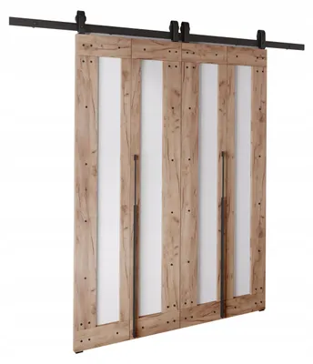 Produktbild von KierMoebel Schiebetür Komplettset QUDIO DUO M2 Braun Craft + Weiß 132x205x3,2 cm Wohnzimmer Schiebetür