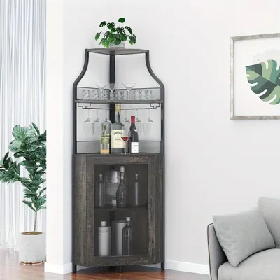 Image de Meuble bar Hoek - Meuble bar - Meuble à boissons - Rangement à vin - Meuble de bar - Design compact et gain de place