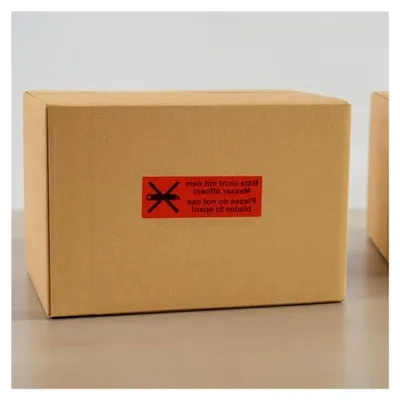 Produktbild von Warnetiketten 150 x 50 mm - Paketaufkleber Bitte nicht mit dem Messer öffnen - 1.500 selbstklebende Versandetiketten auf 3 Rollen