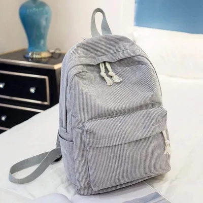 Produktbild von Uni Schulrucksack, Vintage Casual Cord Solid Rucksack, leicht, wasserabweisend, College Reisetasche