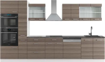 Produktbild von Küchenzeile Vicco R-Line Edelgrau/Weiß 350 cm mit Hochschrank, AP Anthrazit, Model 42164