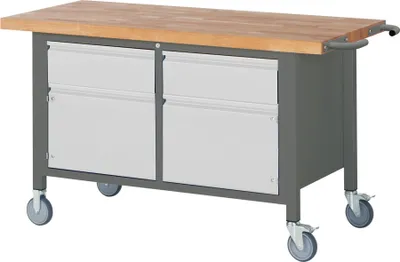 Produktbild von STIER Fahrbare Werkbank Premium mit 2 Schubladen und 2 Flügeltüren BxTxH 1500x700x880 mm