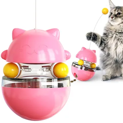 Productafbeelding van Kattenspeelgoed interactief wiebelspeelgoed - Traktatiedispenser en teaser - 10 x 10 x 13,5 cm - Roze