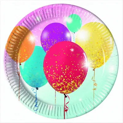 Produktbild von 8 x Glitzernde Balloons Pappteller - Groß 23cm
