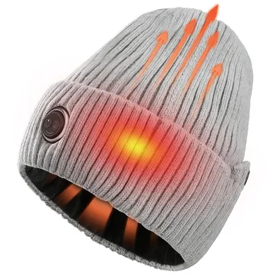 Produktbild von Beheizbare Mütze, Beheizte Beanie mit 5000 mAh Wiederaufladbarem Akku, 3 Temperatureinstellungen, Heizmütze Frauen Männer für den Winter, Outdoor