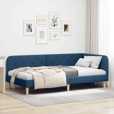 Image de Maison Exclusive - Cadre de lit d'angle bleu 100 x 200 cm Tissu