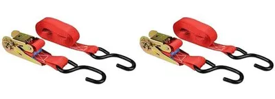 Image de Sangle élastique LAS 10317, 5 m x 2,5 cm, avec enrouleur et crochet en S, lot de 2