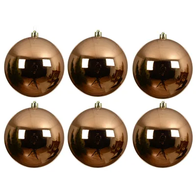 Produktbild von 6 x Weihnachtskugeln aus Kunststoff zum Hängen für den Außenbereich - Frost und Wetterfest - Outdoor Weihnachtkugeln - Christbaumkugeln draußen Ø14 cm