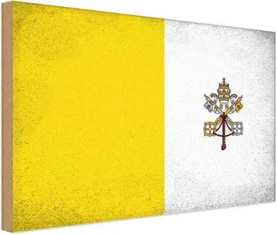 Produktbild von vianmo Holzschild 12x18 cm Vatikanstadt Vatican Vintage Flagge Fahne Wappen