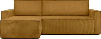 Produktbild von KONSIMO Linke/rechte Ecksofa mit Schlaffunktion mit Armlehnen "NAPI", Gelb, Cordstoff, Loft, 246x89x148 cm