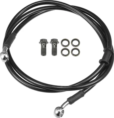Produktbild von Universaler Bremsleitungsschlauch für Motorrad ATV Dirt Bike Motocross, geflochtene hydraulische Bremsleitung, Ölschlauch, 140 cm, Metall, Schwarz Silberfarben, 1 Satz