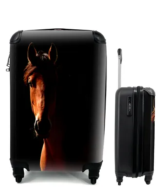 Produktbild von MuchoWow® Koffer Handgepäck Trolley Rollkoffer Kleine Reisekoffer mit 4 Rollen - Pferd - Licht - Porträt - Cabin Size < 55x40x23 cm & 55x40x20 cm - Kinderkoffer - Kabinenkoffer - Boardgepäck - Reise-Box - Reisekoffer - Reisegepäck - Koffer mit Bild - Trolley für Kinder