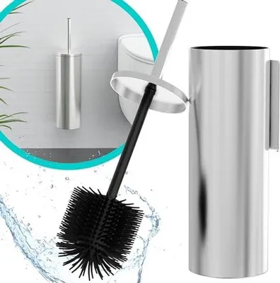 Immagine prodotto di Scopino da bagno con montaggio a parete in acciaio inossidabile e silicone