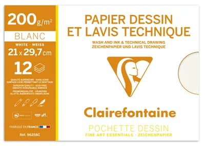 Obrázek produktu pro Clairefontaine 3329680962581, Umělecký papír, 160 g/m², 12 listy