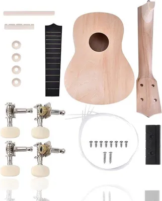Immagine prodotto di Kit ukulele fai-da-te da 21 pollici per bambini - 4 corde, chitarra artigianale con strumenti di montaggio e accessori musicali