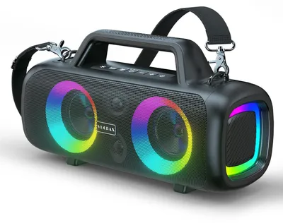 Imagen del producto de Altavoz Bluetooth portátil - 140 W de potencia - Batería de 12000 mAh - Sonido estéreo - Resistente al agua (IP65) - Con ecualizador de graves y luces RGB