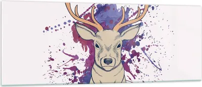 Produktbild von Bilder auf glas - Hirsch Abstraktion - 140x50cm - Glasbilder - Wandbilder - Kunstdruck - zum Aufhängen bereit - Wanddekoration aus Glas - Glas Bilder - Wandbild auf Glas - Einteilig - GAB140x50-3691