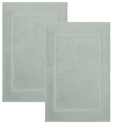 Produktbild von Hochwertige Badematte 50 x 70 cm, 2er-Set – Badematten aus 100 % Baumwolle, ca. 650 g/m²,  Standard 100, saugfähig und weich, Farbe Heugrün