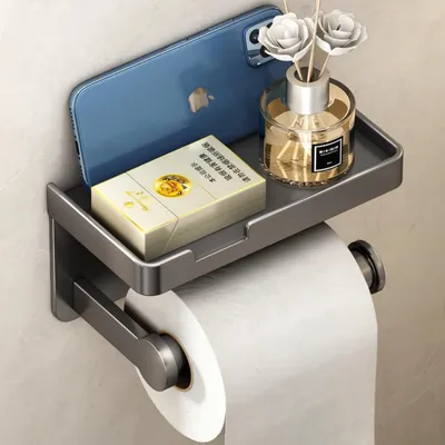 Produktbild von Toilettenpapierhalter grau selbstklebend rostfrei