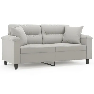 Produktbild von vidaXL 2-Sitzer-Sofa mit Kissen Hellgrau 140 cm Mikrofasergewebe