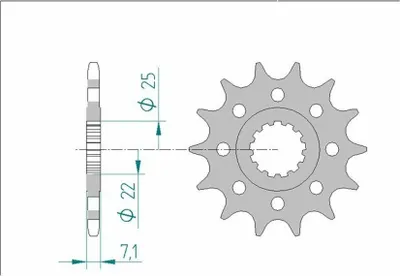 Produktbild von AFAM Stahl Standard Ritzel vorne - 520