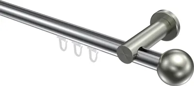 Produktbild von Interdeco Innenlaufstange / Gardinenstange mit Innenlauf Chrom / Edelstahl-Optik, Typ Platon Luino (Kugel), 20 mm Ø 1-läufig, 200 cm