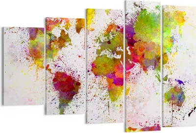 Produktbild von Bild auf Leinwand - Leinwandbild - Karte Welt modern - 150x100cm - Wand Bild - Wanddeko - Leinwanddruck - Bilder - Kunstdruck - Wanddekoration - Leinwand bilder - Wandkunst - EG150x100-3701