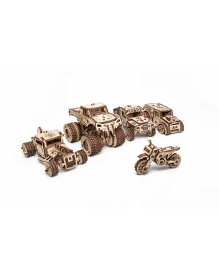 Immagine prodotto di puzzle 3D, set di 5 veicoli meccanici, EWA, legno, 364 pezzi