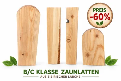 Produktbild von Zaunlatte 9x2x80cm Sibirische Lärche Muster B/C Klasse, KI-generiertes Bild