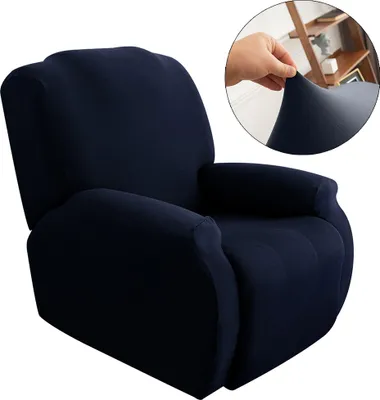 Produktbild von Stretch Sofa Überzug Sesselbezug 1 Sitzer Sofabezug Sessel Überzug Für Liegesessel Ruhesessel Relaxsessel Sesselbezüge Sesselhussen Marineblau