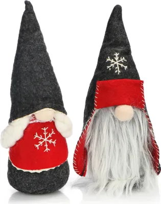 Produktbild von COM-FOUR® 2x Premium Weihnachts-Wichtelpaar Gr.M für die Weihnachtsdeko, Nordpol-Figuren als winterliche Dekoartikel, Niedlicher Kantenhocker als Raumschmuck oder Geschenk